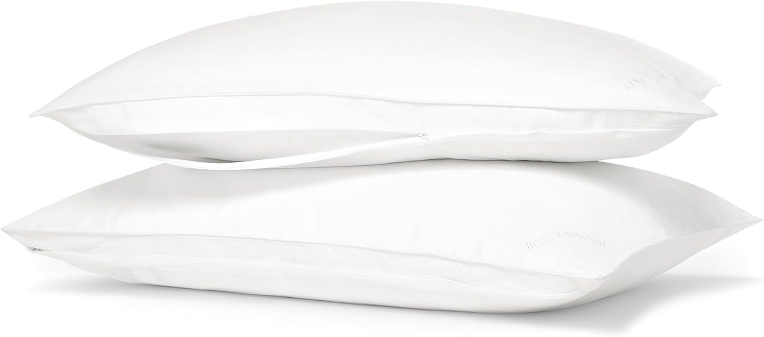 Boll & Branch Pillow Protector - King Size Pillows, White Cover - 1 Protector Included - Zipper Closure, Hypoallergenic, Soft, Breathable…