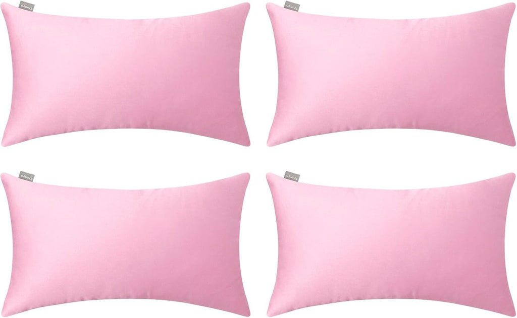 Thmyo 4-Pack 100% Cotton Lumbar Comfortable Solid Decorative Throw Pillow Covers Rectangle Cushion Cover Sublimation Blank DIY Pillowcases…