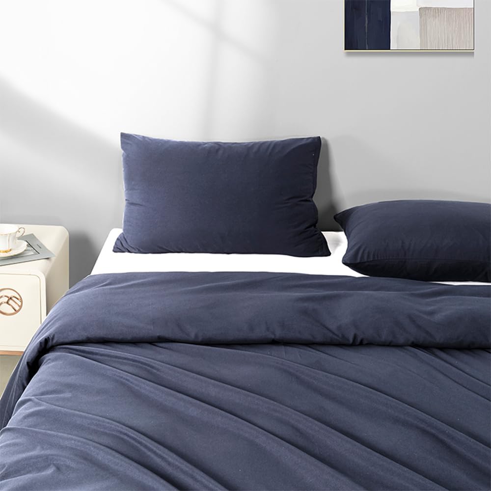 NookZuzu 2 Pack Microfiber Zipper Pillowcases, Soft Comfortable Not Shrink Navy Blue Pillow Case, Standard Pillow Cases Set of 2 (20x26 Inc…