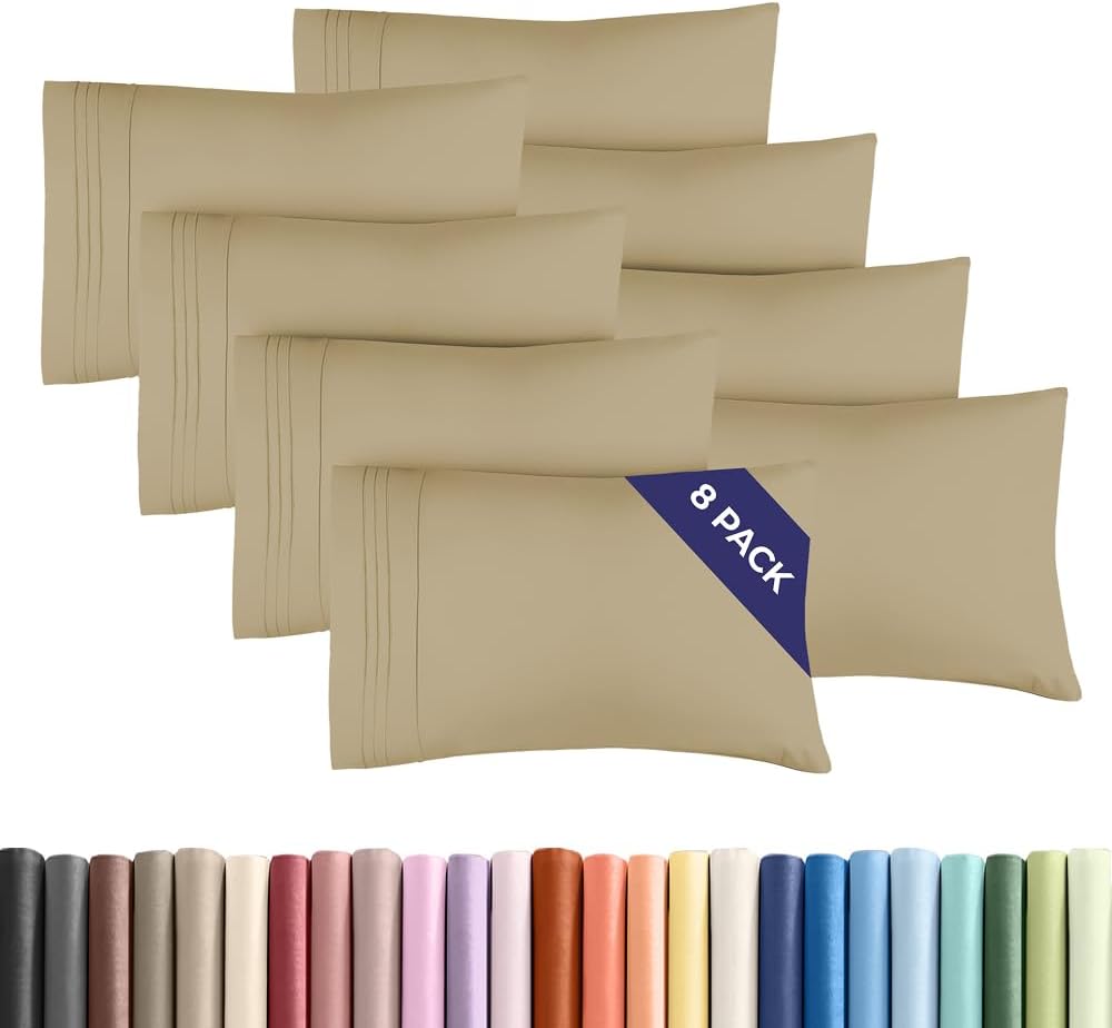 Standard Pillow Cases Set of 8 - Ultra Soft Hotel Quality Pillowcase Covers - Comfy, Cozy & Wrinkle Free - Shrink, Stain and Fade…