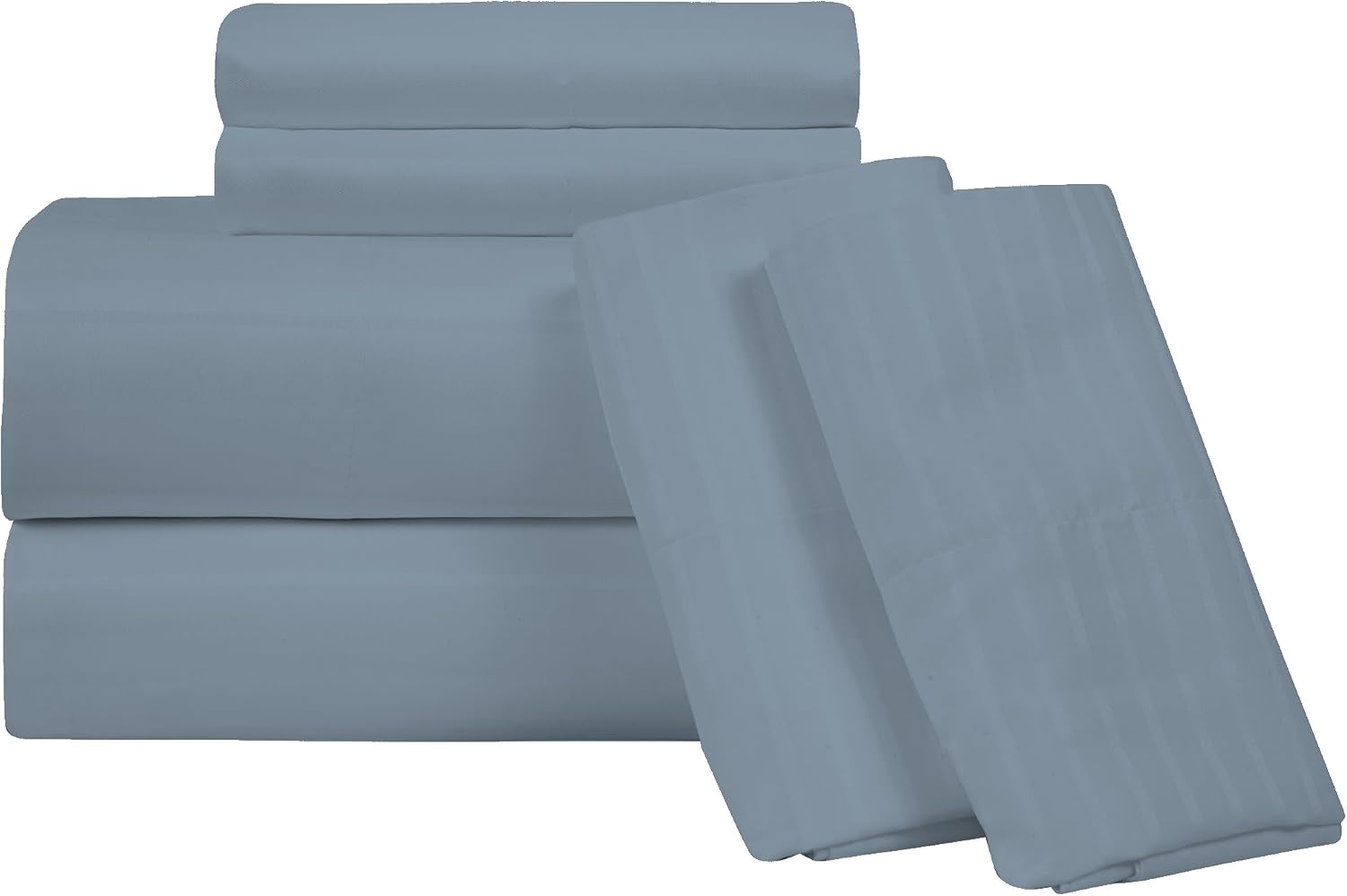 Royalelinens ROYALE LINENS 1500 Thread Count Poly/Cotton Sateen Dobby StripeSheet Set - 1 Fitted, 1 Flat, 4 Pillow Cases -Soft Cool & Crisp…