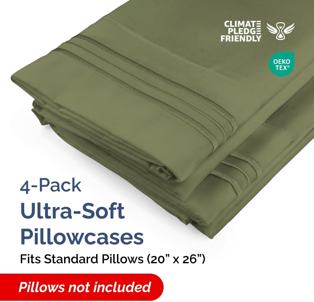 Standard Pillow Cases Set of 4 - Ultra Soft Hotel Quality Pillowcase Covers - Comfy Bedding for Women, Men, Kids & Teens - Machine…
