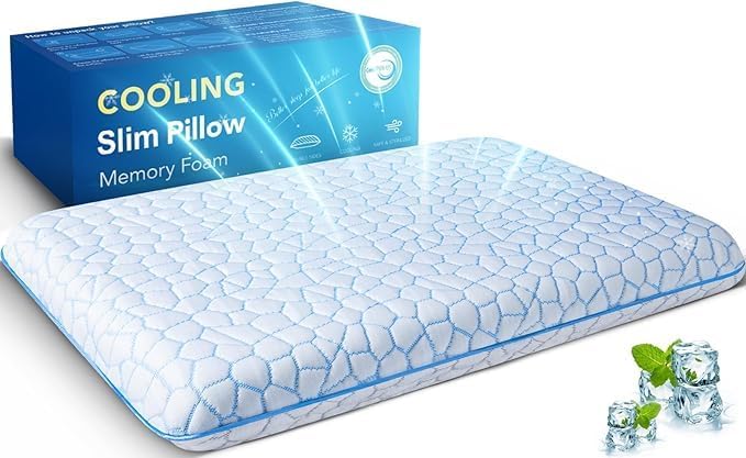Supamodern SUPA MODERN Stomach Sleeping Pillows for Back & Stomach Sleeper, Flat Soft Pillows for Sleeping Thin Memory Foam Pillow, Cooling…