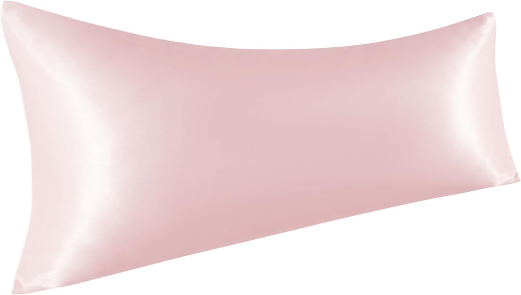 Ntbay Satin Body Pillowcase for Hair and Skin, Luxurious and Silky Pillow case with Envelope Closure, 20x54 Inches, Light Pink 54 Inches Pi…