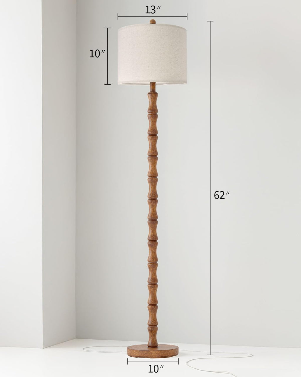 BOBOMOMO 62" Rustic Floor Lamp for Living Room, Retro Farmhouse Floor Lamp Rotary Switch, Resin Standing Lamp for Living Room, Corner…