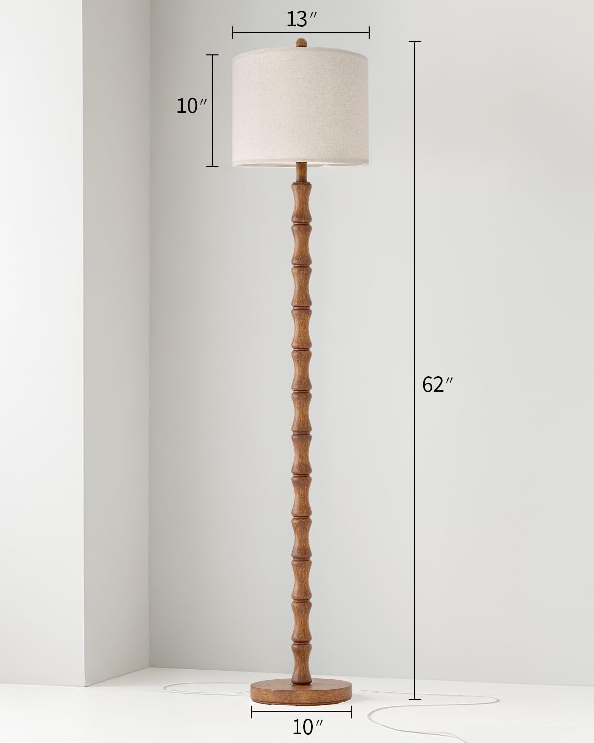 BOBOMOMO 62" Rustic Floor Lamp for Living Room, Retro Farmhouse Floor Lamp Rotary Switch, Resin Standing Lamp for Living Room, Corner…