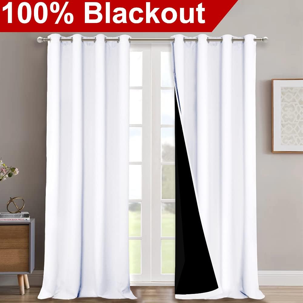 Nicetown Room Warming Full Shading Curtains for Windows, Super Heavy-Duty Black Lined Blackout Curtains for Bedroom, Privacy Assured Window…