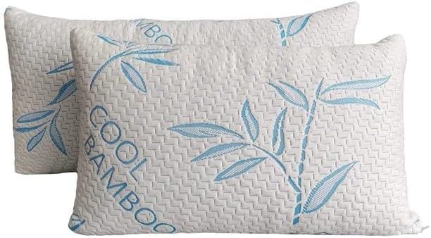 ComfySleep Queen Size 2 Pack Rayon Made from Bamboo Pillows for Sleeping, Cooling Shredded Memory Foam Adjustable Bed Pillow with…