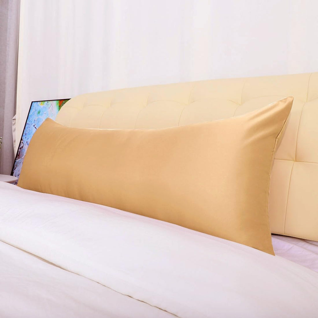 uxcell Body Pillow Cover, 20x54 Inch Gold Silky Satin Body Pillowcases for Hair and Skin, Soft Cooling Smooth Pillow Case with Envelope…