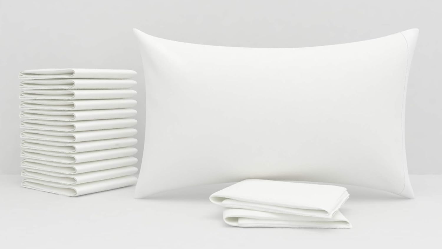 Aveesha 12 Pack Poly Cotton Pillow Cases - King Size White Pillowcases - 180 Thread Count Percale Weave Pillow Covers - Perfect for Home…
