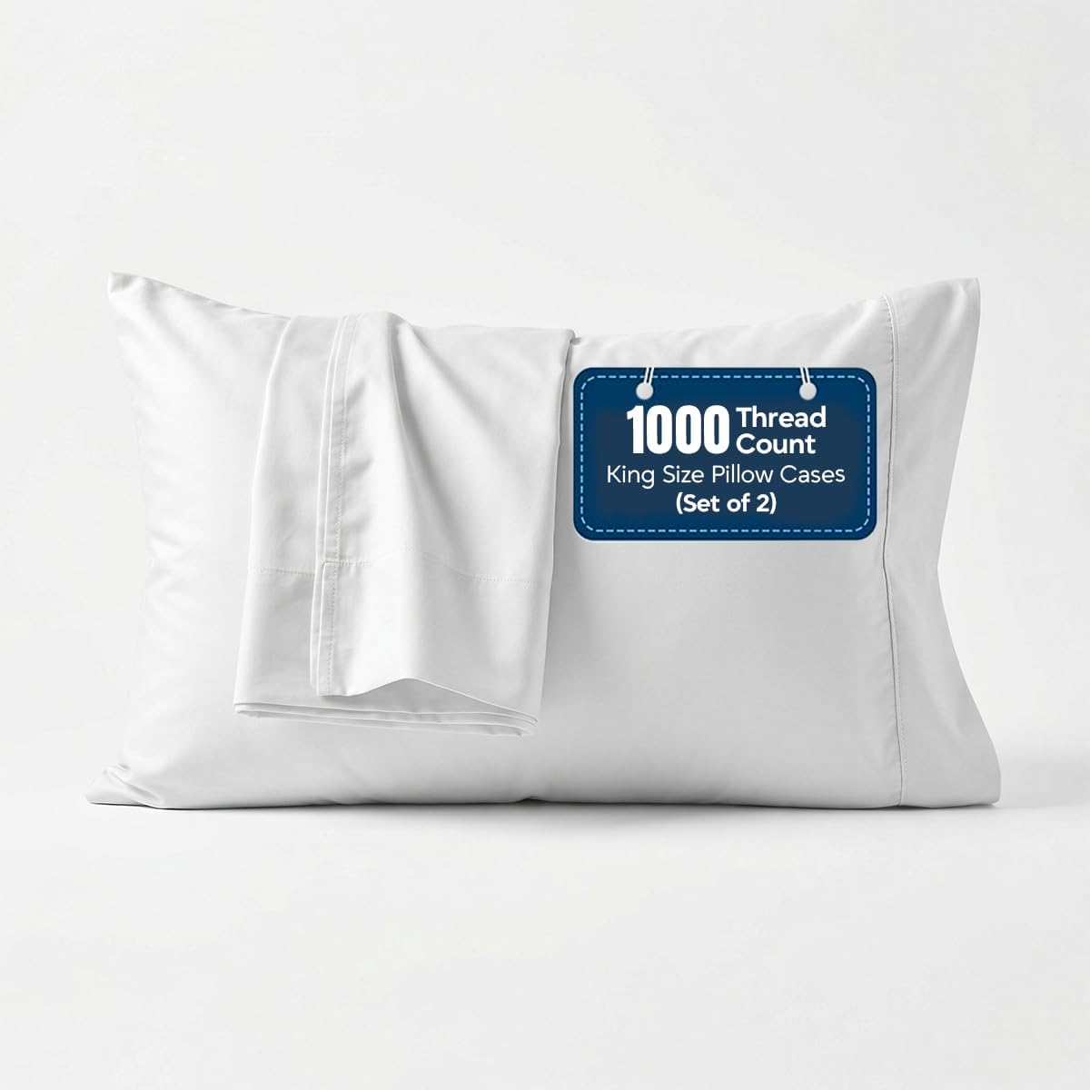 1000 TC Pillowcases Set of 2 100% Egyptian Cotton Pillow Cases with Long Staple Cotton & Sateen Weave, Silky Soft Hotel Like Bed Pillow…