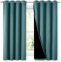 Nicetown 100% Blackout Blinds, Set of 2, 46" x 45", Sea Teal, Laundry Room Decor Window Treatment Curtains for Large Patio Sliding Door, Th…
