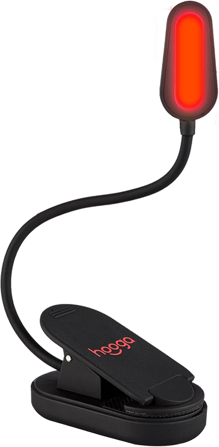 Hooga Red Book Light, Rechargeable Clip On 625nm LED Light for Reading in Bed. No Blue Light Emitted, Eye comfort Light for Strain-Free…