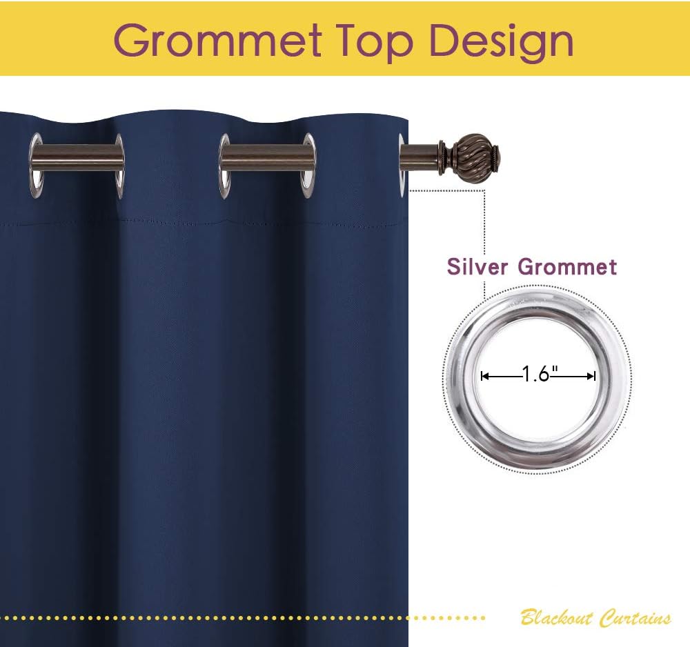 NICETOWN Blackout Draperies Curtains, Navy, 1 Pair, 42 x 60 Inch, All Season Thermal Insulated Solid Grommet Top Blackout Curtains/Drapes…