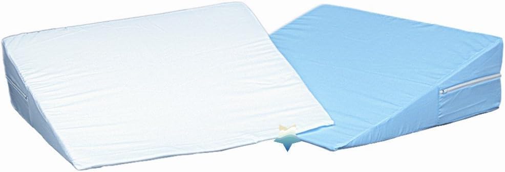 MoonRest ® Bed Wedge Cover Pillow case Protector with Easy On/Off Zipper, Breathable & Machine Washable (24" X 24" X 10", Blue) Cotton Blue