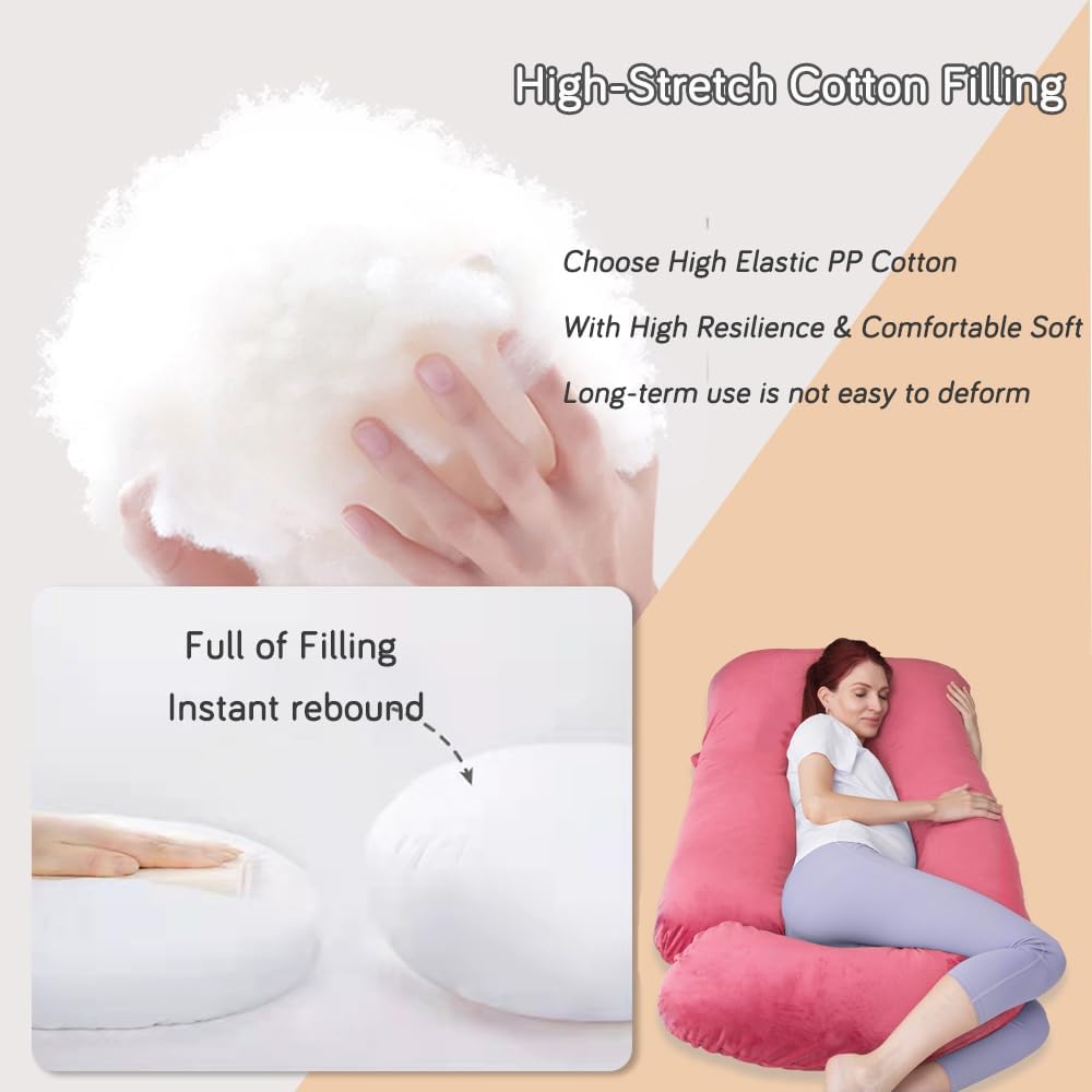 60 Inch Pregnancy Pillow for Sleeping, Extra Large U Shaped Body Pillow, Maternity Pillow for Pregnant Women (RED)