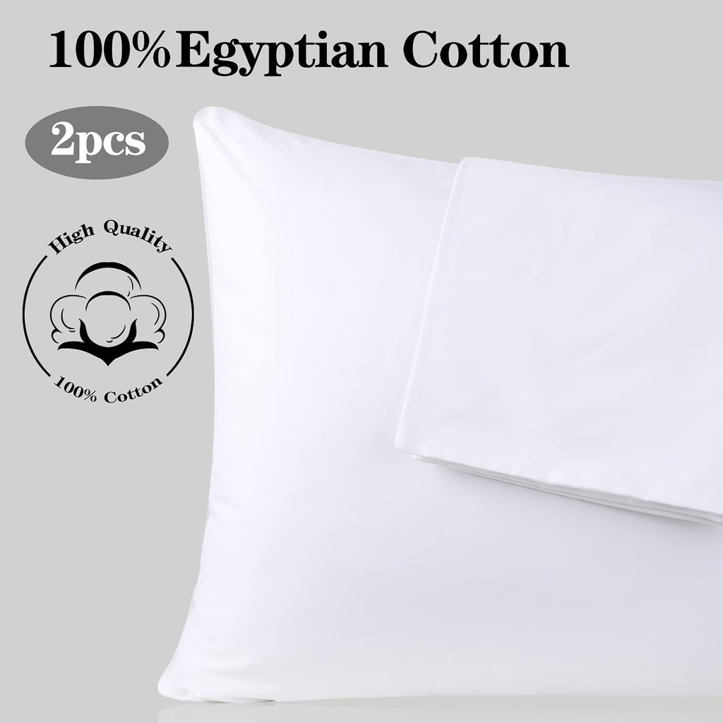 ShunjieHome 100% Egyptian Cotton Pillow Protectors Set of 2, 600 Thread Count Standard Size Bed Pillow Cases with Zipper, Sateen Weave Cool…