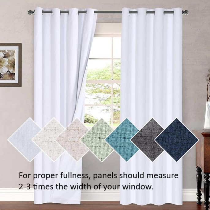 H.VERSAILTEX 108 inch Curtains, Linen Blackout Curtains 100% Absolutely Blackout, Thermal Insulated Textured Linen Look Curtain Draperies…