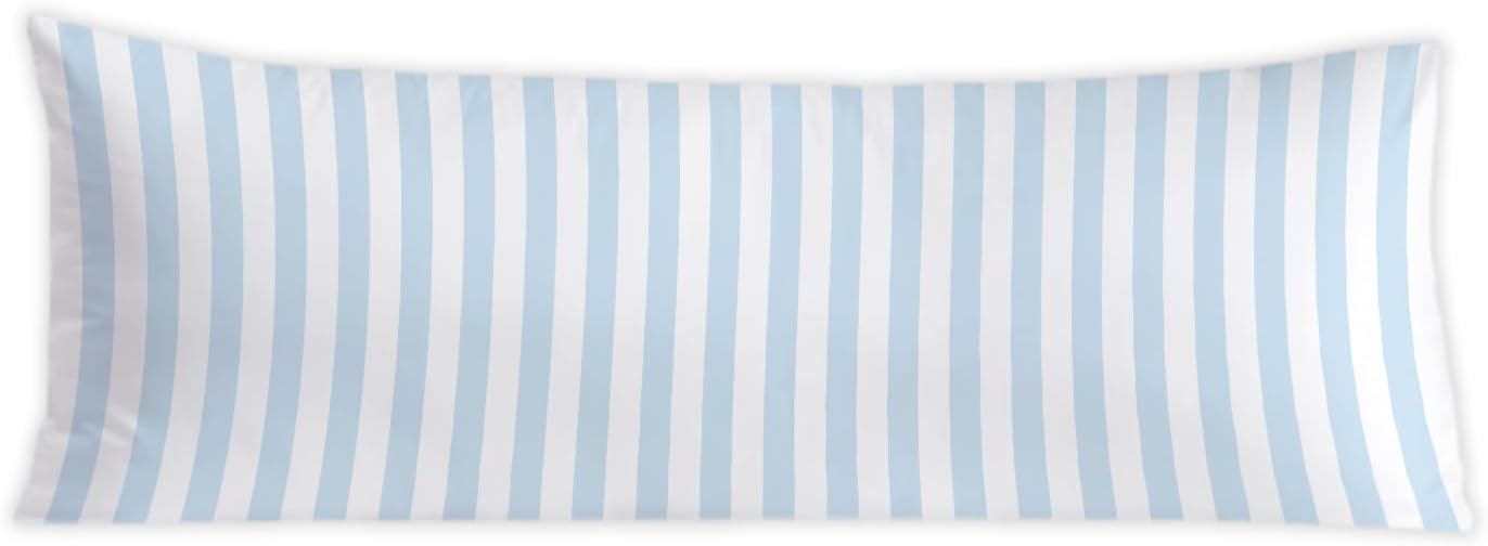 Light Blue Striped 20x54 Body Pillow Cover, Preppy Room Dorm Decor, Blue and White Line Coastal Decorative Long Body Pillow Cases for Bed…