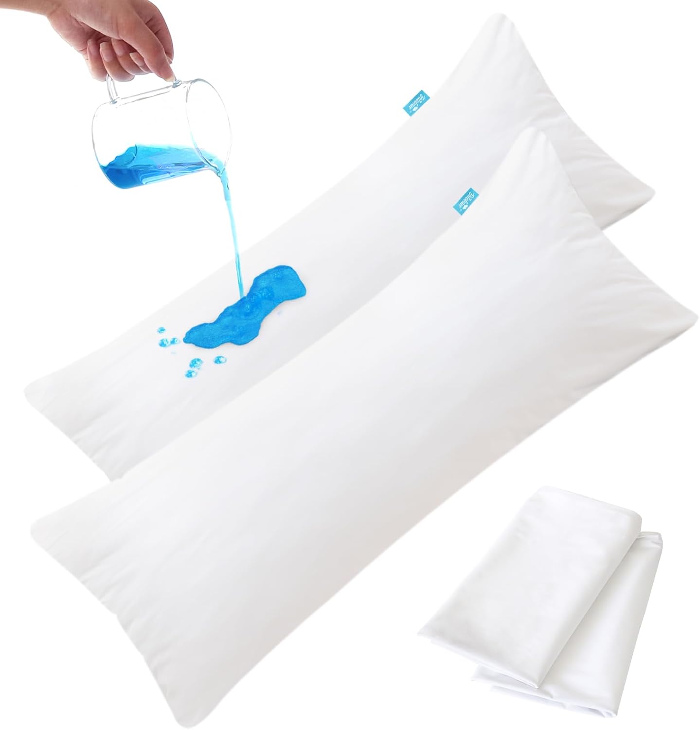 Bilobanbabybedding Body Pillow Protector Waterproof 2 Pack Body Pillow Cover with Zipper 21"x 55" Body Pillow Case White Pillowcase Encasem…