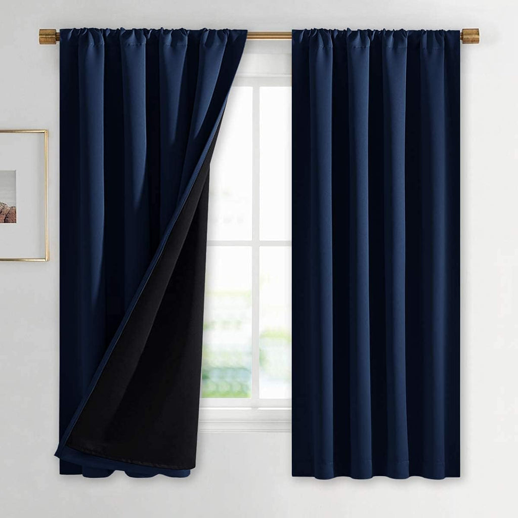 Nicetown 100% Blackout Curtains, Thermal Insulated Black Liner Panels for Nursery Room, Noise Reducing and Cold Blocking Drapes for Windows…