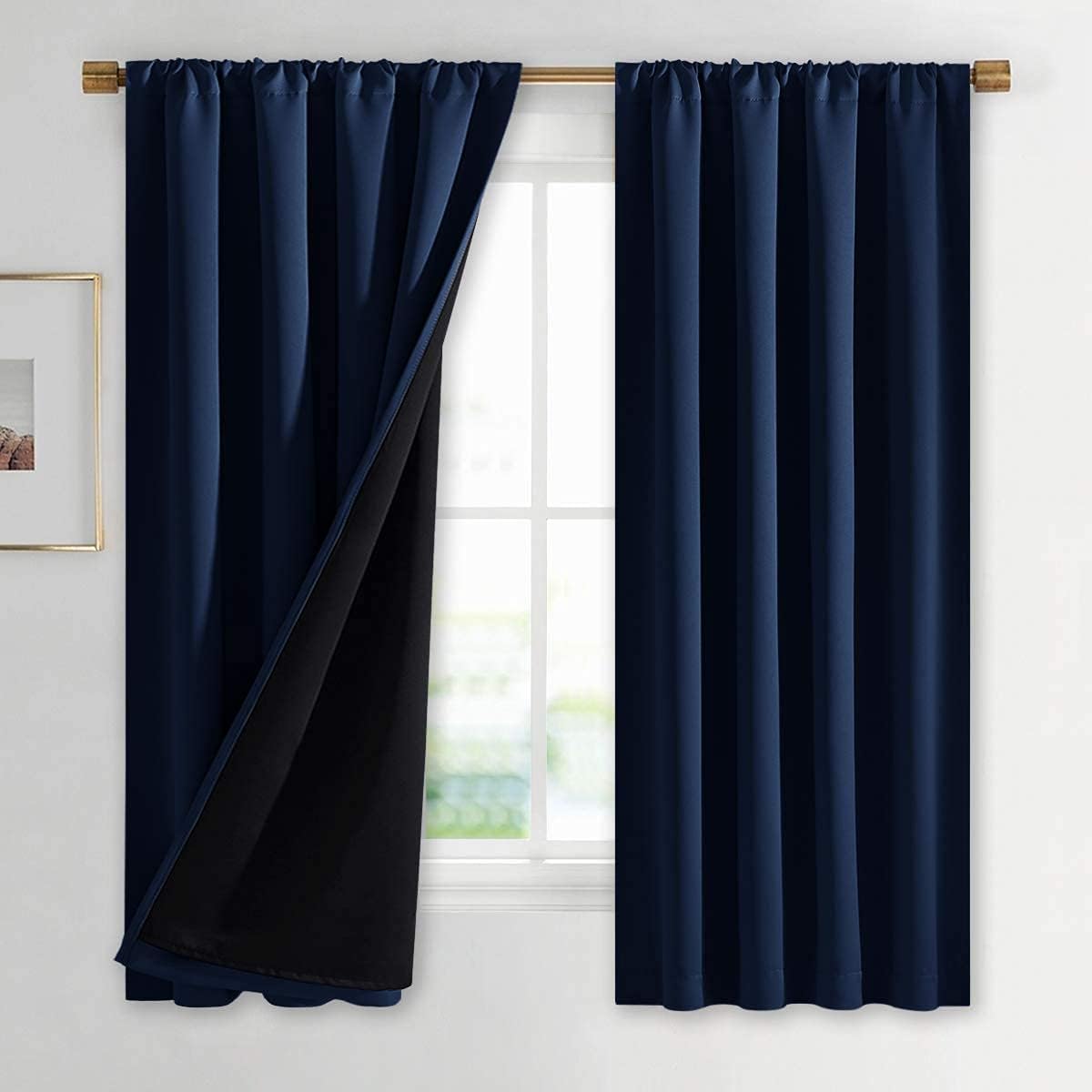 Nicetown 100% Blackout Curtains, Thermal Insulated Black Liner Panels for Nursery Room, Noise Reducing and Cold Blocking Drapes for Windows…