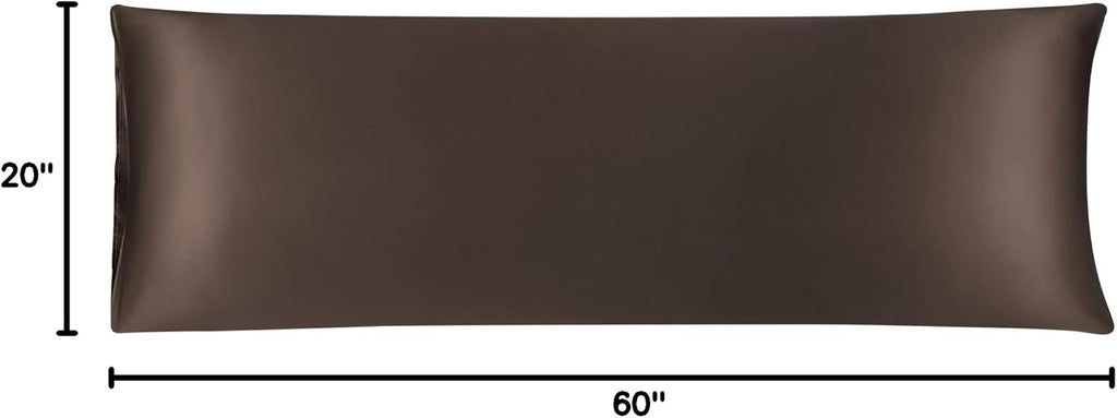 uxcell Body Pillow Cover, 20x60 Inch Brown Silky Satin Body Pillowcases for Hair and Skin, Soft Cooling Smooth Pillow Case with Envelope…