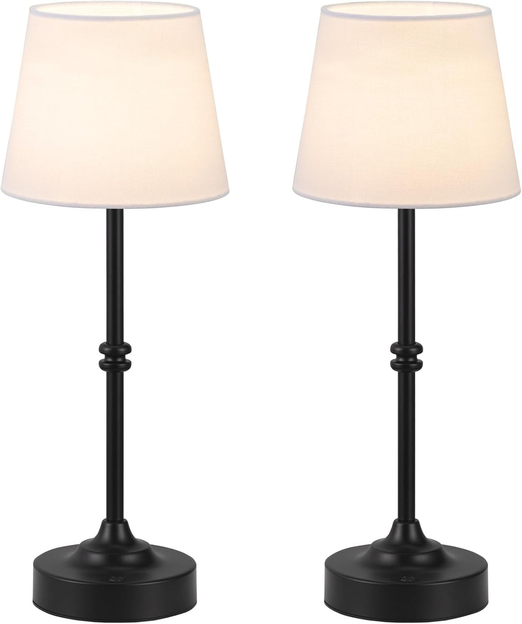 Kakanuo Rechargeable Cordless Table Lamp Black - 2 Pack 4000mAh Battery Operated Lamp, 3000K Warm Light, Touch Control Stepless Dimming…