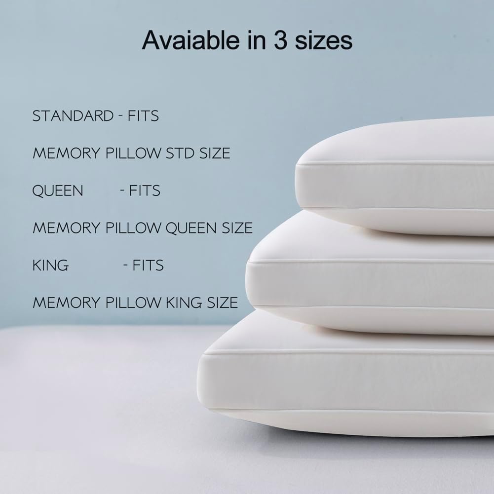 STONECREST Cooling Gusseted Pillow Protector for Memory Foam Pillow- 1 PC, Zipper Premium Gusset Pillow Encasement Covers(White2, Queen)