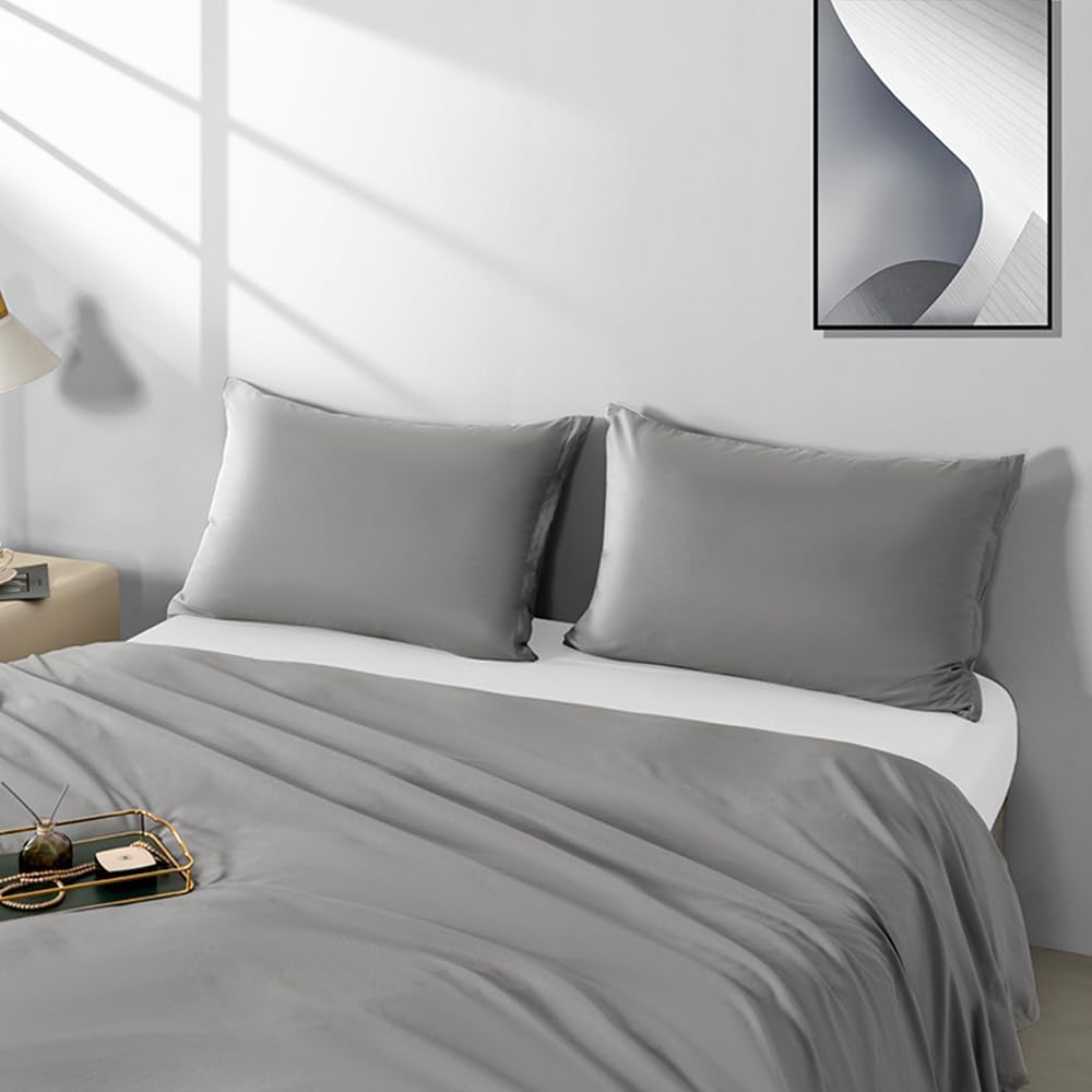 NookZuzu 2 Pack Microfiber Zipper Pillowcases, Soft Comfortable Not Shrink Dark Gray Pillow Case, Standard Pillow Cases Set of 2 (20x26 Inc…