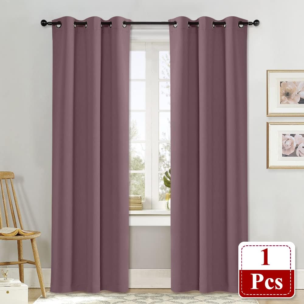 NICETOWN Dry Rose Blackout Room Darkening Drapery, Single Panel, 42 x 84-inch, Window Treatment Thermal Insulated Solid Grommet…