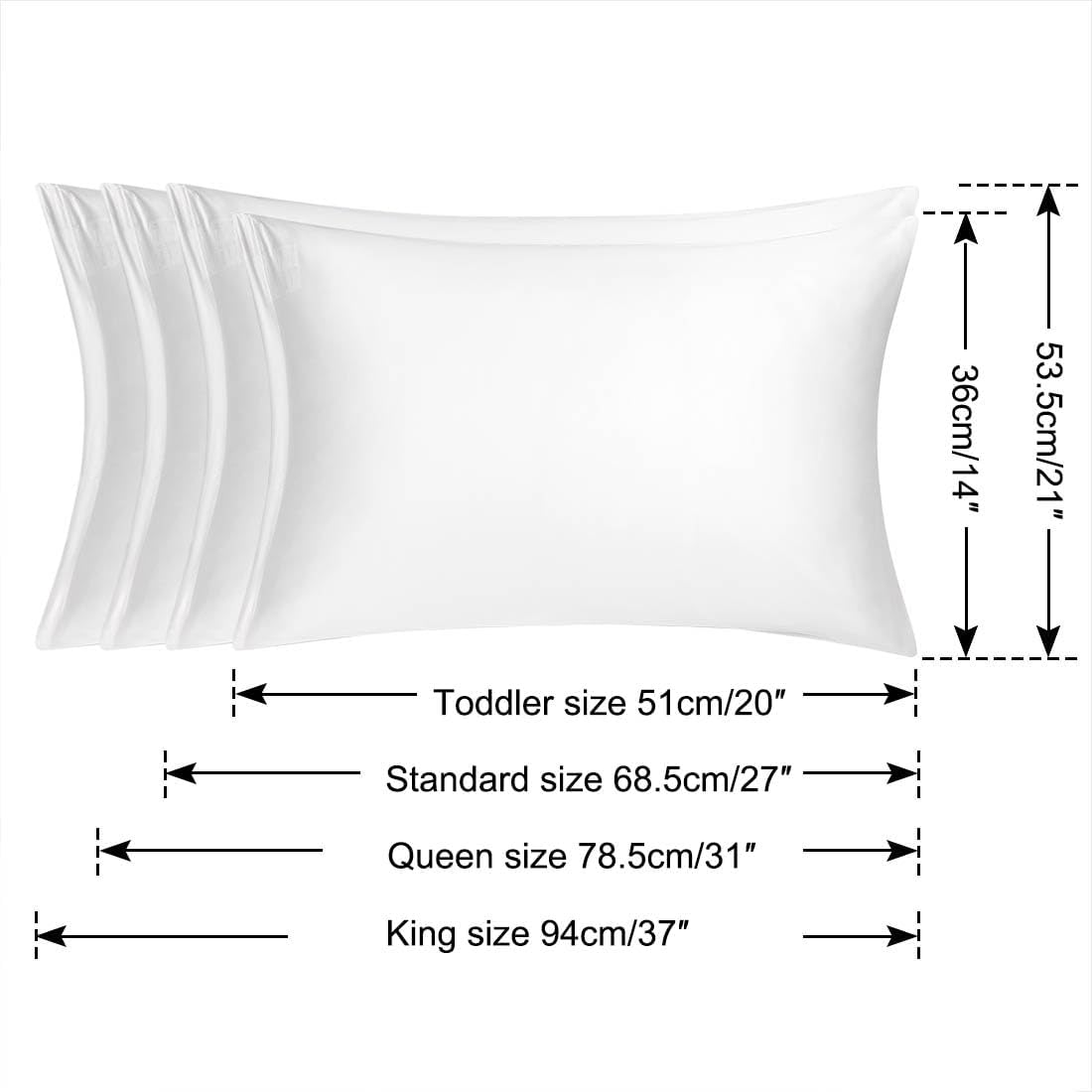 uxcell Standard Satin Pillowcase with Zipper, Super Soft and Luxury, Silky Pillow Cases Covers Set of 2, 21"x27", Snow White
