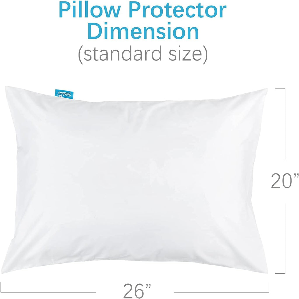 Bilobanbabybedding Pillow Protector 100% Waterproof & Noiseless Pillow Cover Pillow Protectors with Zipper Standard Size 2 Pack 20 x 26 Inc…