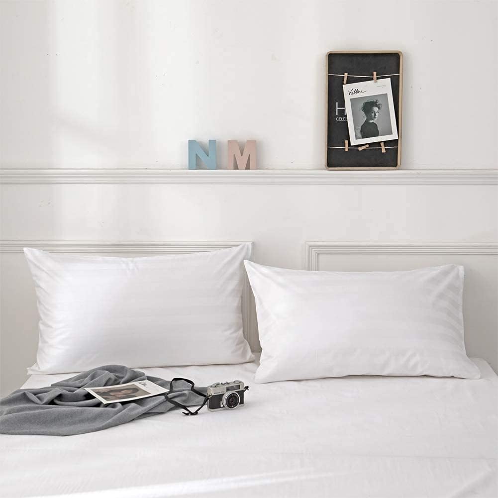 ShunjieHome Pillow Protector Standard Size 100% Egyptian Cotton Pillow Covers, 400 Thread Count Sateen Weave Cooling Pillow Cases with Zipp…