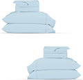 TEXAS LINEN CO. 100% Organic Cotton Percale Sheets King Size Pack or 2 - Soft & Crisp Organic Cotton Sheets King Size (8 PC, Light Blue)…