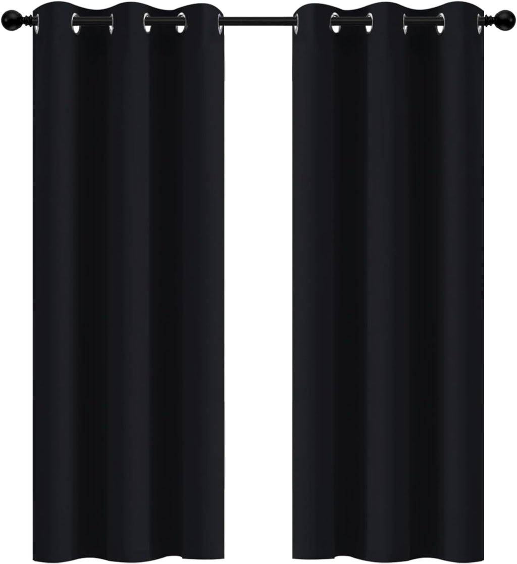 Yakamok 72 Inch Long Blackout Curtains for Bedroom, Thermal Insulated Room Darkening Black Curtains, Light Blocking Blackout Drapes for…