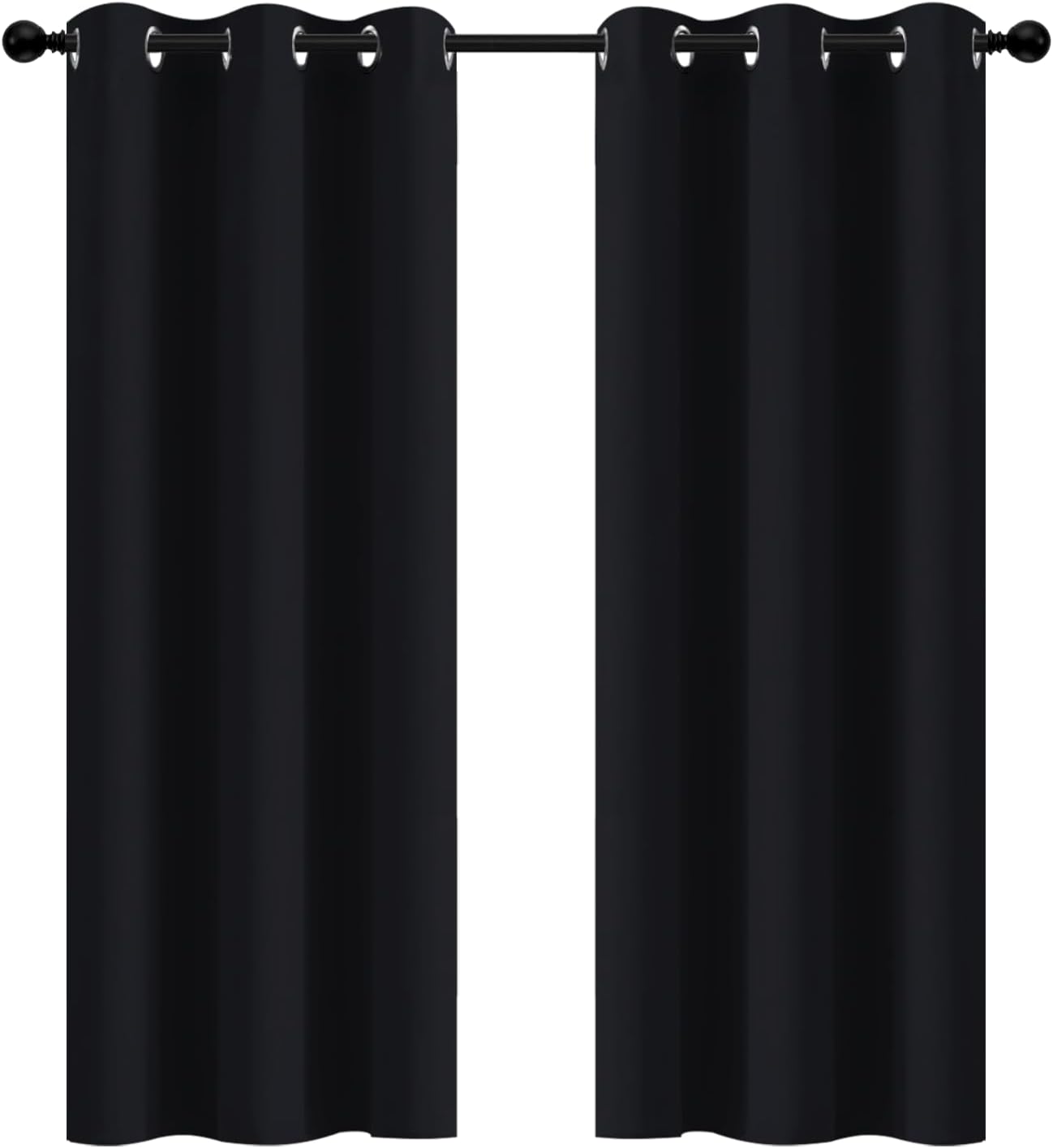 Yakamok 72 Inch Long Blackout Curtains for Bedroom, Thermal Insulated Room Darkening Black Curtains, Light Blocking Blackout Drapes for…