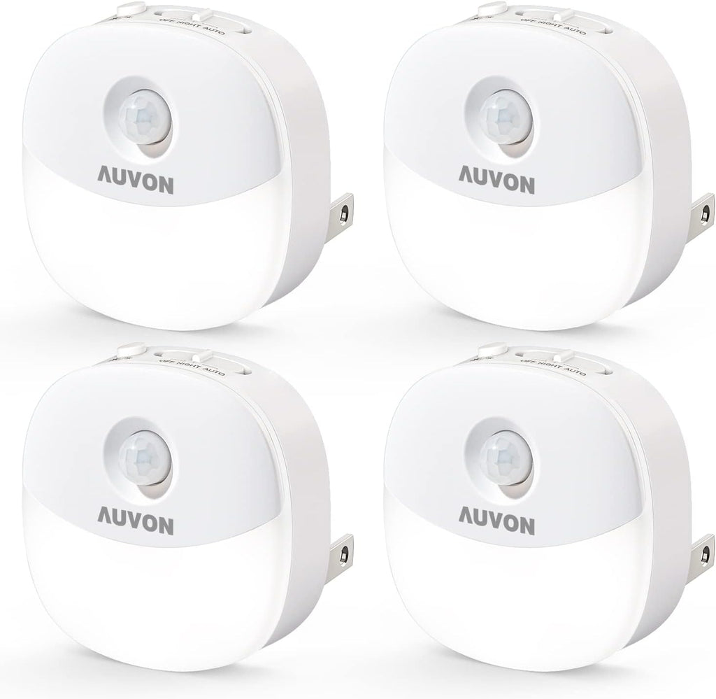 AUVON Plug in Night Light with Motion Sensor and Dusk to Dawn Sensor, Mini Cool White LED Nightlight with 1-50 lm Adjustable Brightness…