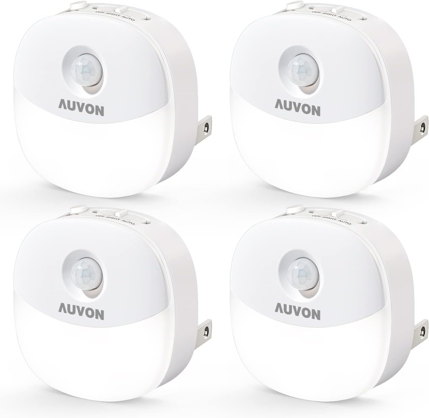 AUVON Plug in Night Light with Motion Sensor and Dusk to Dawn Sensor, Mini Cool White LED Nightlight with 1-50 lm Adjustable Brightness…
