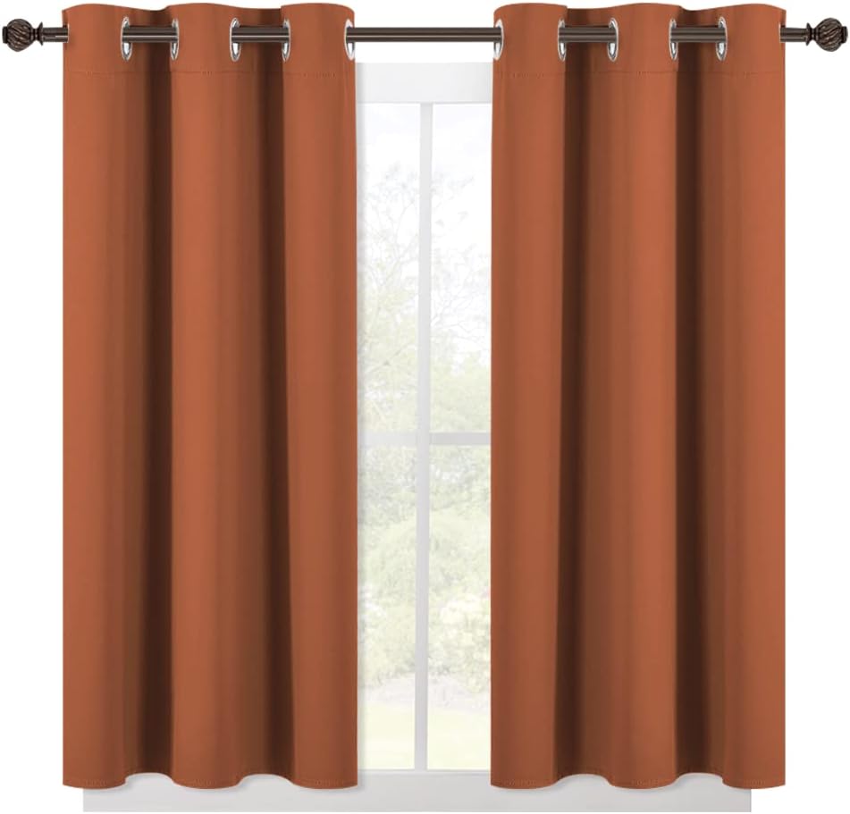 NICETOWN Burnt Orange Modern Blackout Curtains for Small Window, Thermal Insulated and Privacy Room Darkening Drape Panels for Boy's…