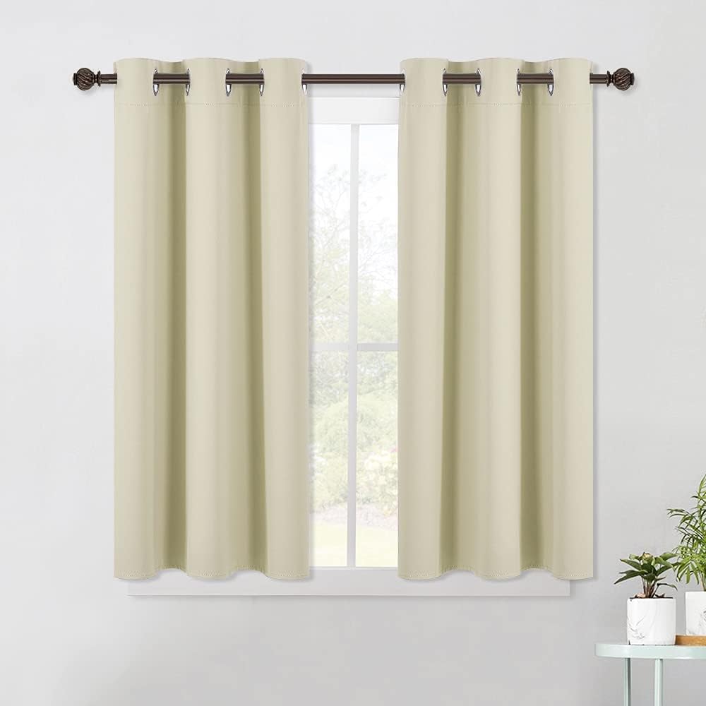 NICETOWN Room Darkening Curtain Panels for Living Room, Thermal Insulated Grommet Room Darkening Draperies/Drapes for Window (Beige, 2…