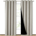 Nicetown 100% Blackout Window 84in Curtain Panels, Cold and Light Blocking Drapes with Black Liner (Natural, 2 Pieces, 52 “ Wide per Panel)…
