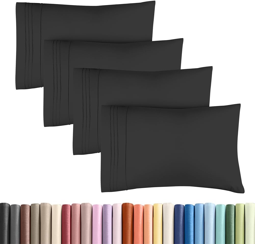 King Standard Pillow Cases Set of 4 - Soft Hotel Quality Pillowcase Covers - Comfy Bedding for Women, Men, Kids & Teens - Machine…