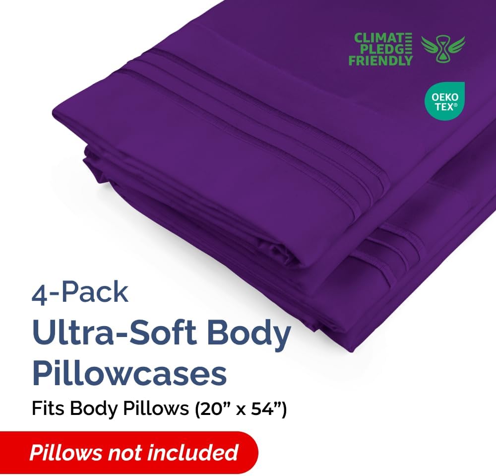 Body Pillowcases Set of 4-20x54 Long Body Pillow Case - Soft Body Pillow Cover for Sleeping & Side Sleepers - Comfy, Cozy Breathable &…