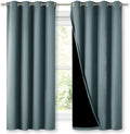 Nicetown Extra Long Truly Blackout Drapes for Hall and Villa, 46-inch Width Each Panel, 45-inch Length, Greyish Blue, 2 Pieces, 100% Blacko…