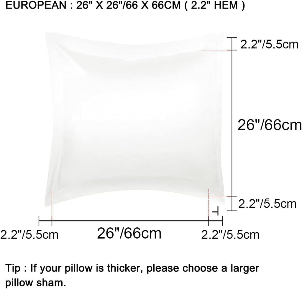 PiccoCasa 2 Pack Satin Pillowcase for Hair and Skin, Euro Sham Pillow Covers Soft Silky Oxford Pillow Cases with Envelope Closure European(…