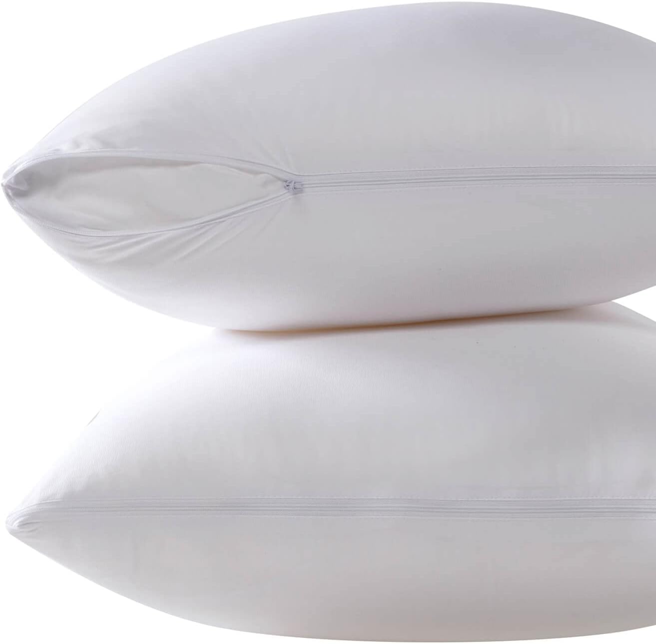 Kingnex 4 Pack Cooling Bamboo Viscose Feather Proof Pillow Protectors with Zipper Queen Size Waterproof Down Proof Covers for Bed Pillows 4…
