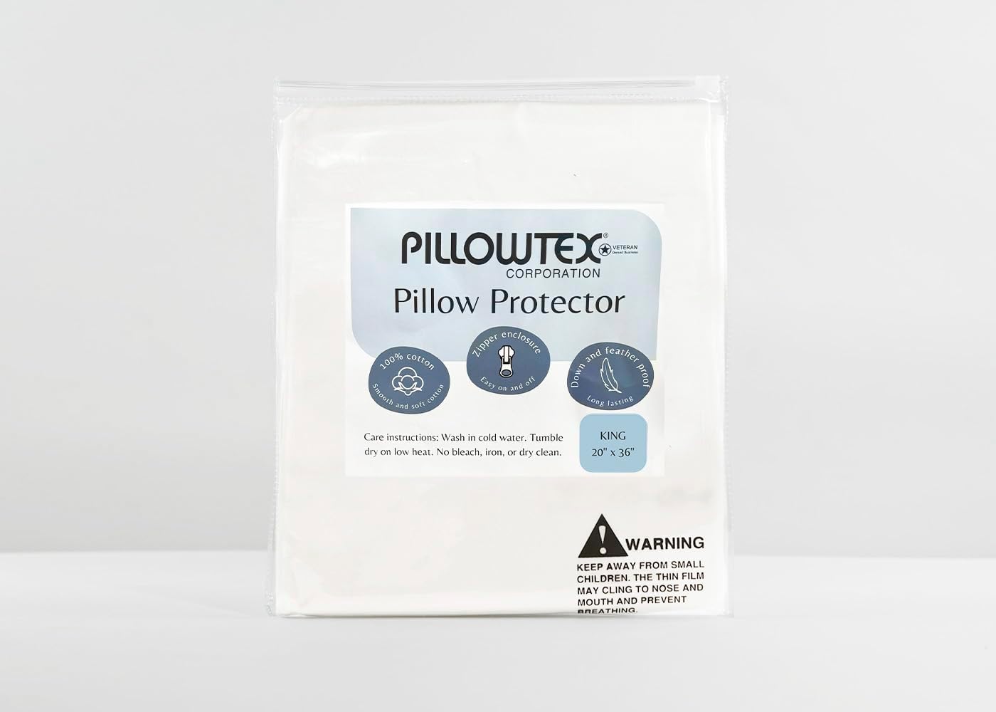 Pillowtex Feather/Down-Proof, 100% Cotton, Pillow Protector - Reduce Pokes with Hypoallergenic, Breathable, Machine Washable, Quiet, Soft C…