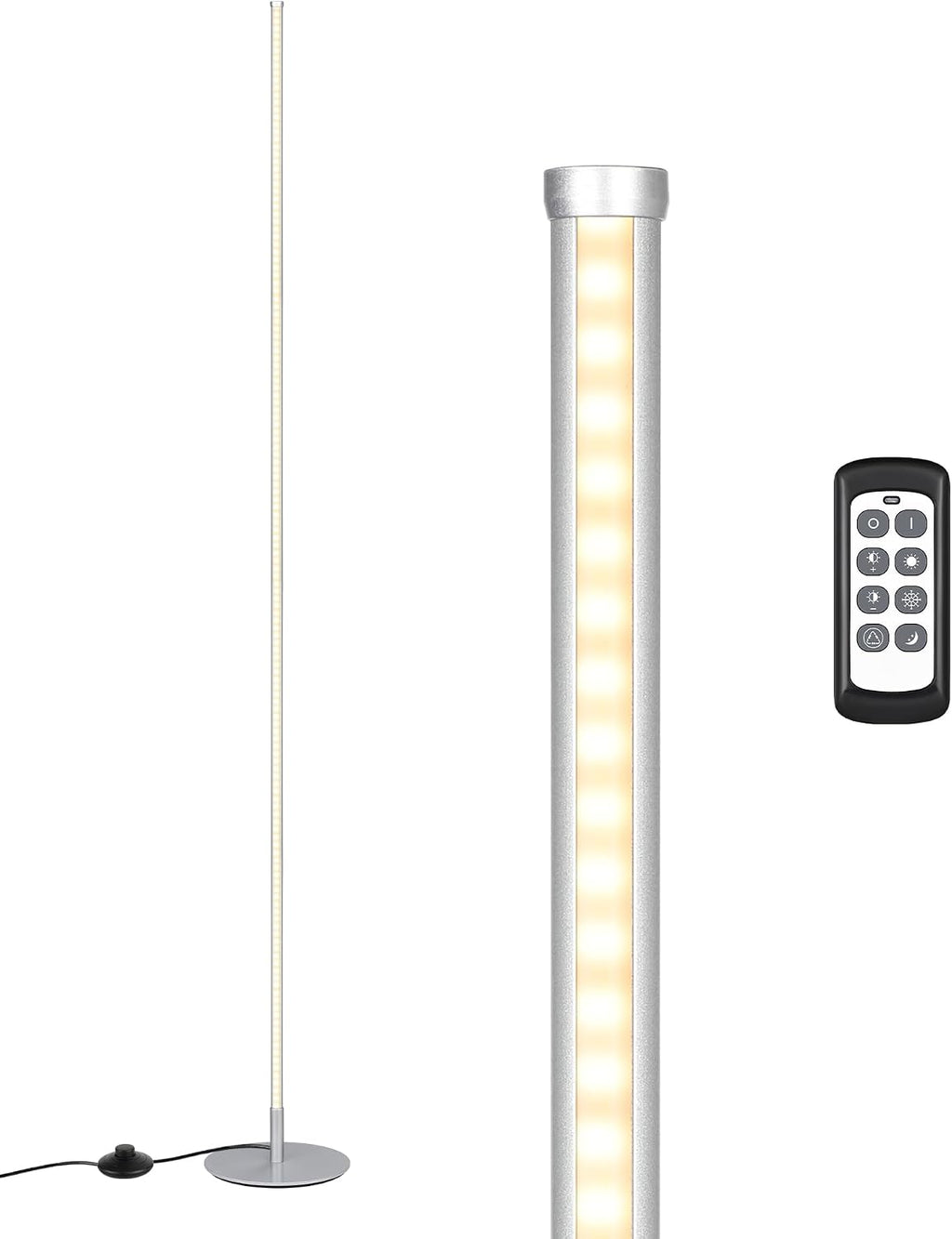EDISHINE LED Corner Floor Lamp, Minimalist Dimmable Light with Remote, 57.5 Inches Tall Floor Lamps for Living Room, Bedroom, Home…