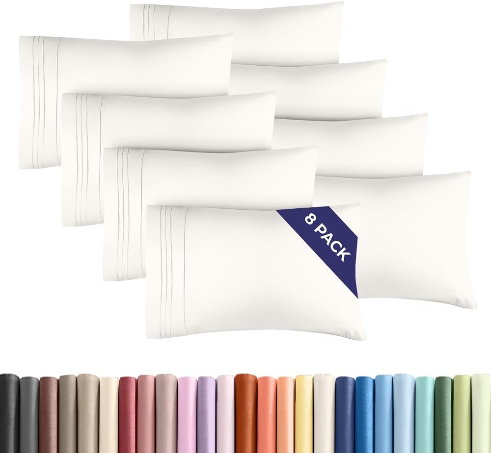 Standard Pillow Cases Set of 8 - Ultra Soft Hotel Quality Pillowcase Covers - Comfy & Wrinkle Free - Shrink, Stain and Fade Resistant…